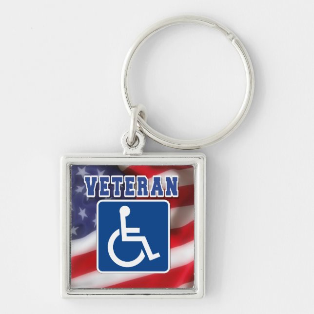 Disabled Handicapped Veteran USA Keychain (Front)