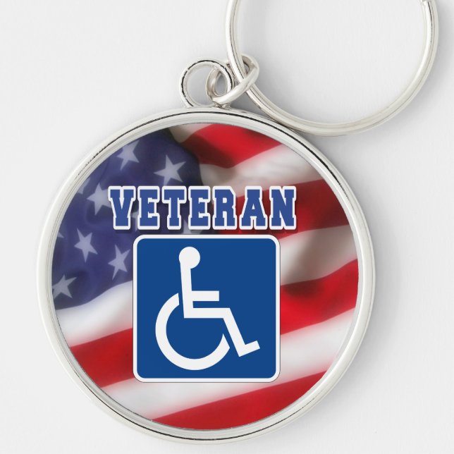 Disabled Handicapped Veteran USA Keychain (Front)