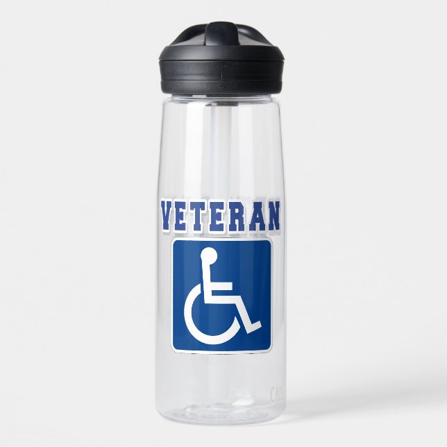 Disabled Handicapped Veteran Water Bottle (Front)