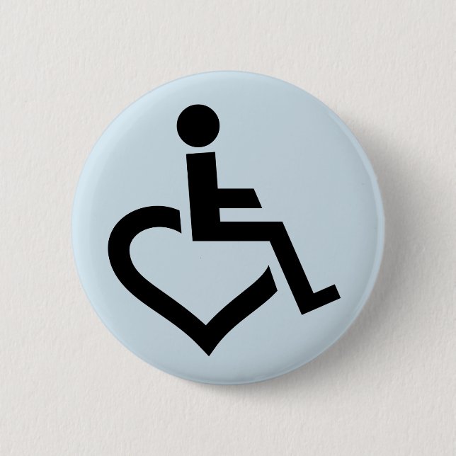 Disabled Heart Wheelchair Badge 2 Inch Round Button (Front)