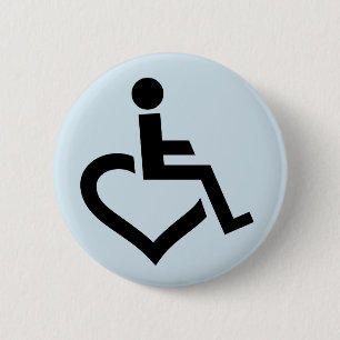 Disabled Heart Wheelchair Badge 2 Inch Round Button