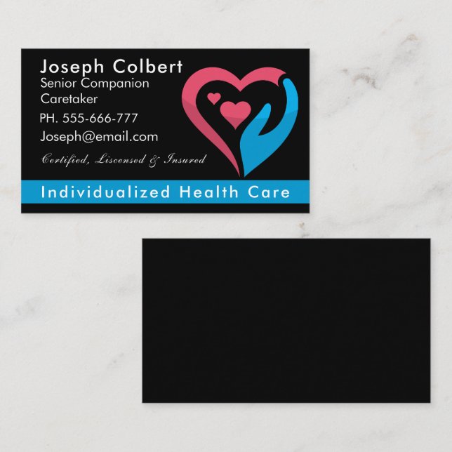 Disabled Homecare Caregiver Nurse Home in Hand Business Card (Front/Back)