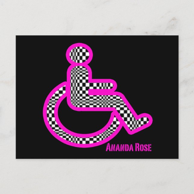 Disabled In Retro Pink Post Card (Front)