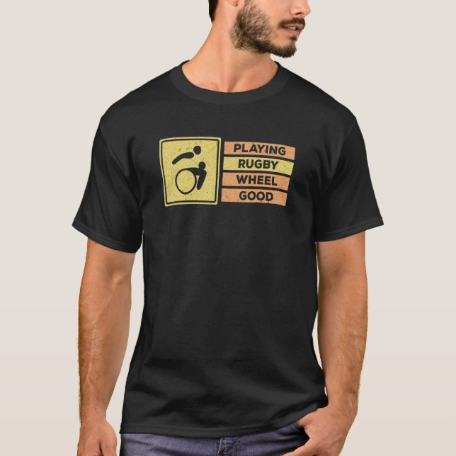 Disabled Rugby Player Handicap Wheelchair Rugby T-Shirt (Front)
