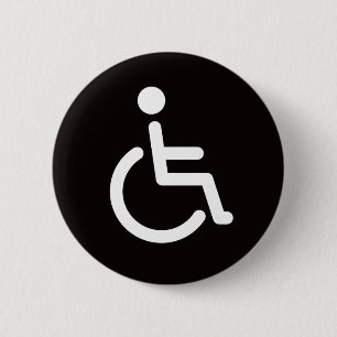 Disabled symbol or black and white handicap sign 2 inch round button