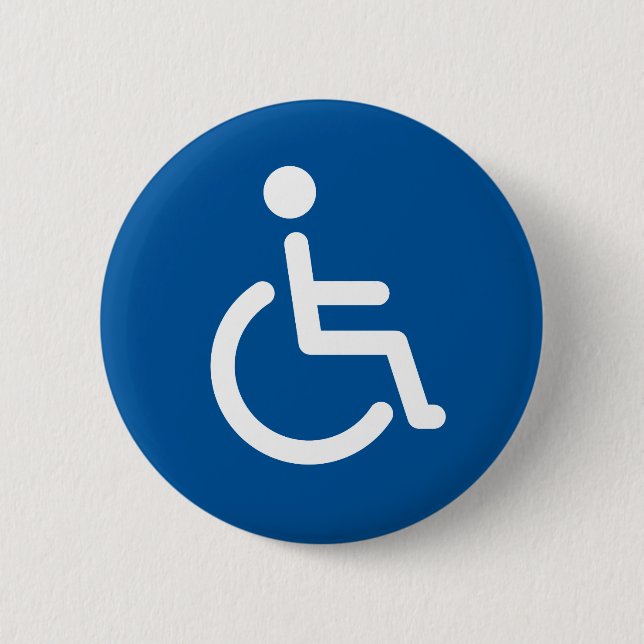Disabled symbol or blue and white handicap sign 2 inch round button (Front)