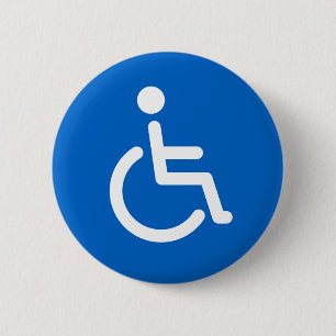 Disabled symbol or blue and white handicap sign 2 inch round button