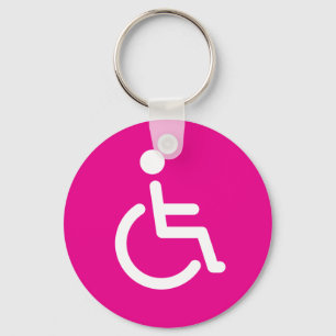 Disabled symbol or pink handicap sign for girls keychain
