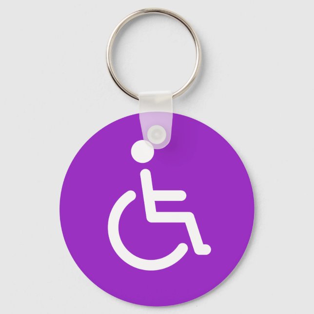 Disabled symbol or purple handicap sign for girls keychain (Front)