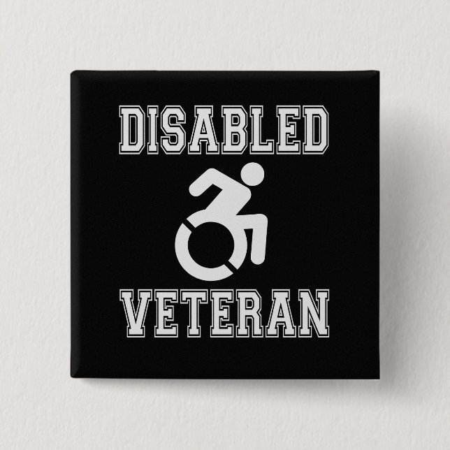Disabled Veteran 2 Inch Square Button (Front)