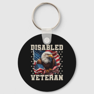 Disabled Veteran American Flag Military Soldier Ve Keychain