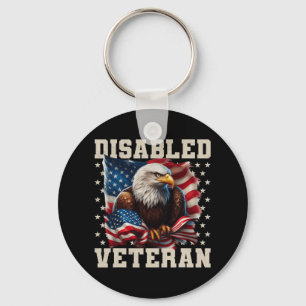 Disabled Veteran American Flag Military Soldier Ve Keychain