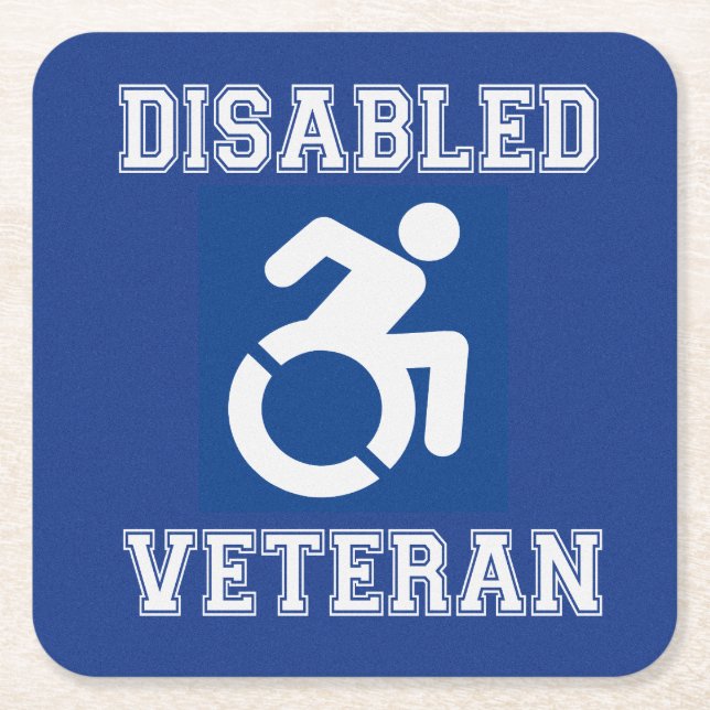 Disabled Veteran Square Paper Coaster (Front)