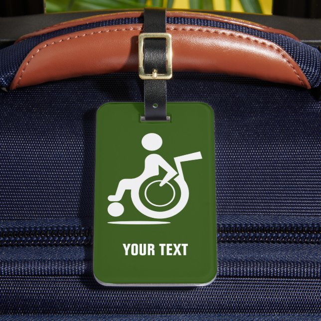 Disabled wheelchair disability icon custom travel  luggage tag (Front Insitu 2)