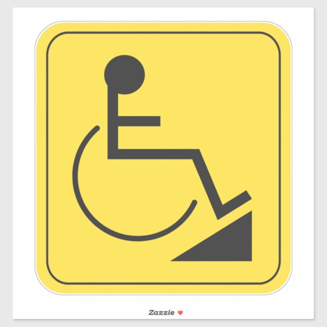 Disabled Wheelchair Ramp Sticker Yellow (Sheet)