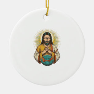 Disappointed Jesus Deflated Exercise Ball Gym Fail Ceramic Ornament