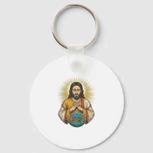 Disappointed Jesus Deflated Exercise Ball Gym Fail Keychain