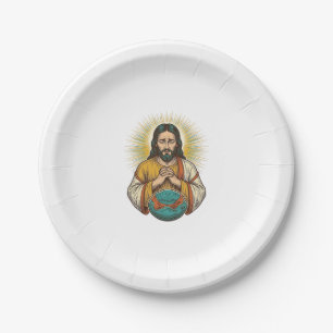 Disappointed Jesus Deflated Exercise Ball Gym Fail Paper Plate