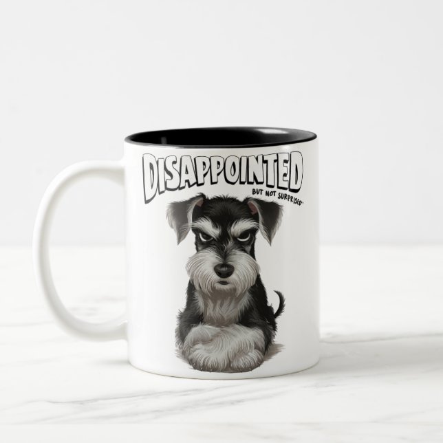 Disappointed Miniature Schnauzer Two-Tone Coffee Mug (Left)