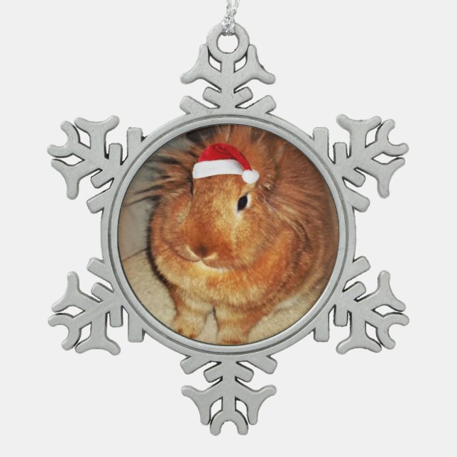 Disapproving Bunny Rabbit Santa Ornament (Front)