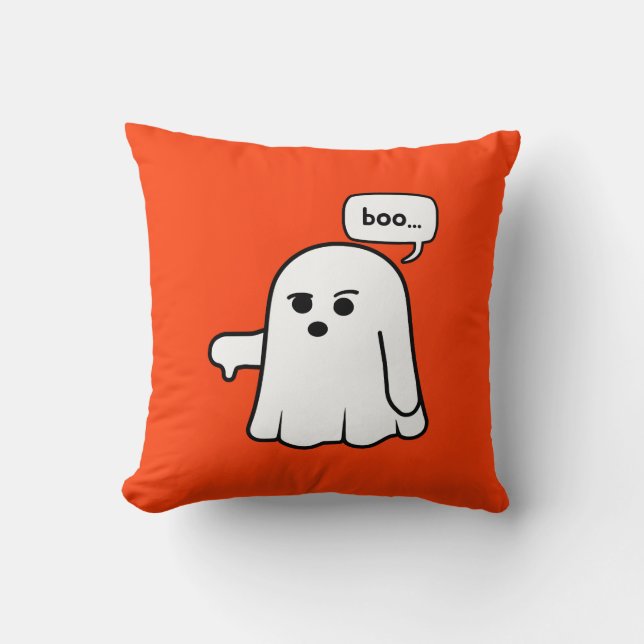 Disapproving Ghost Boo Throw Pillow (Front)