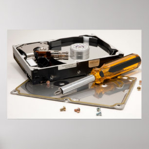 Disassembled hard drive poster