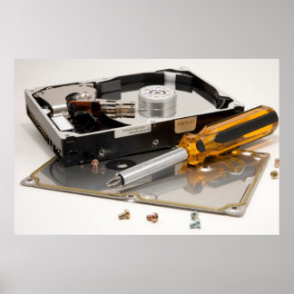 Disassembled hard drive poster
