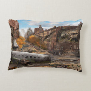 Disaster - New York, NY - No left turn on red Accent Pillow