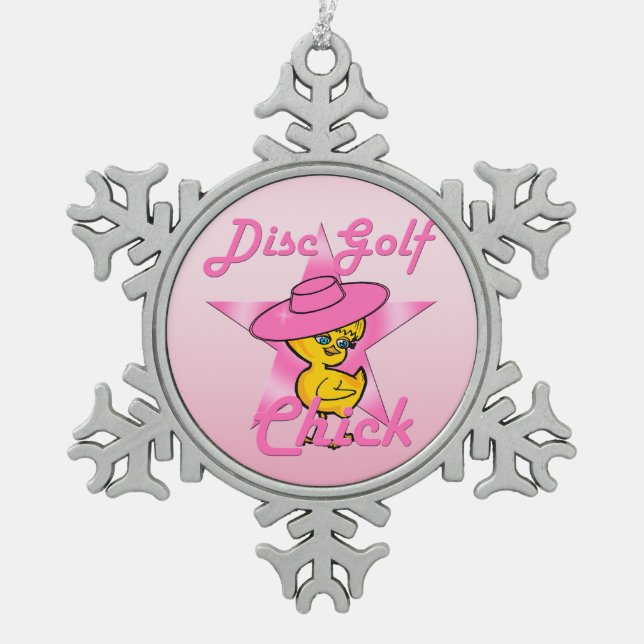 Disc Golf #8 Snowflake Pewter Christmas Ornament (Front)