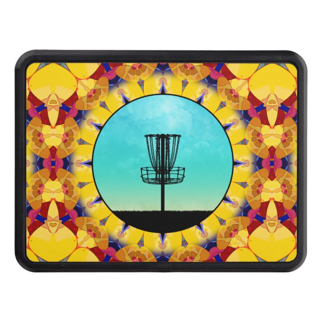Disc Golf Abstract Basket 4 Trailer Hitch Cover (Front)