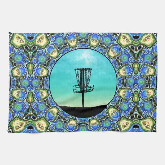 Disc Golf Abstract Basket 5 Kitchen Towel (Horizontal)