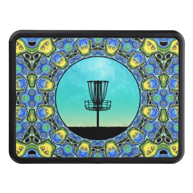 Disc Golf Abstract Basket 5 Trailer Hitch Cover (Front)