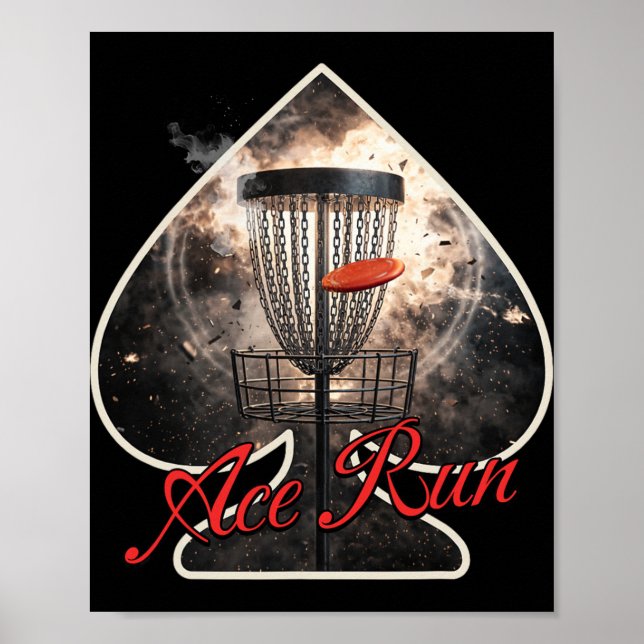 Disc Golf Ace Run Chains Basket Graphic For Frisbe Poster (Front)