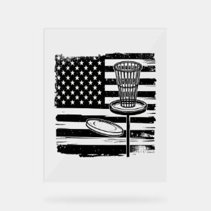 Disc Golf American Flag Acrylic Sign