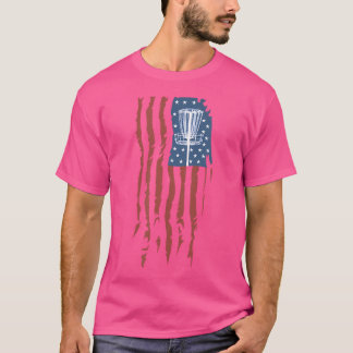 Disc Golf American Flag Frisbee Sports T-Shirt