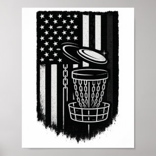 Disc Golf American Flag Patriotic Sket Graphic Poster