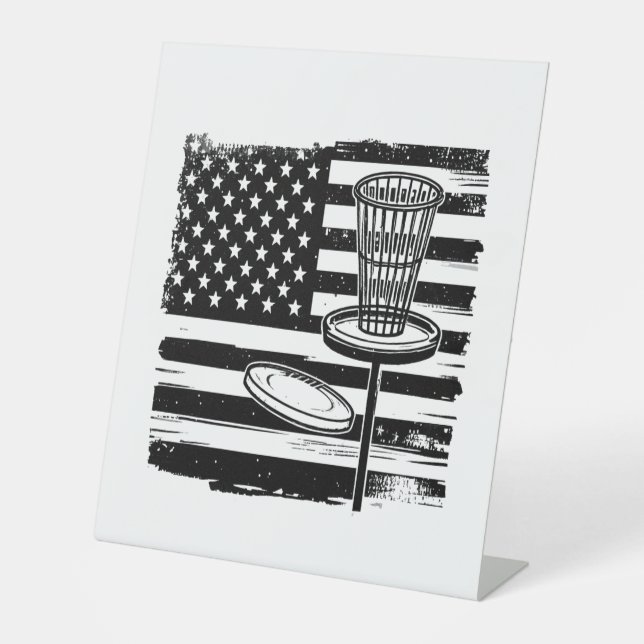 Disc Golf American Flag Pedestal Sign (Front)