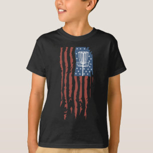 Disc Golf American Flag Retro Frisbee Sports Gift T-Shirt