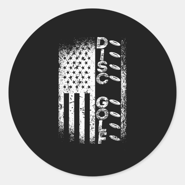 Disc Golf American Flag USA Patriot Classic Round Sticker (Front)