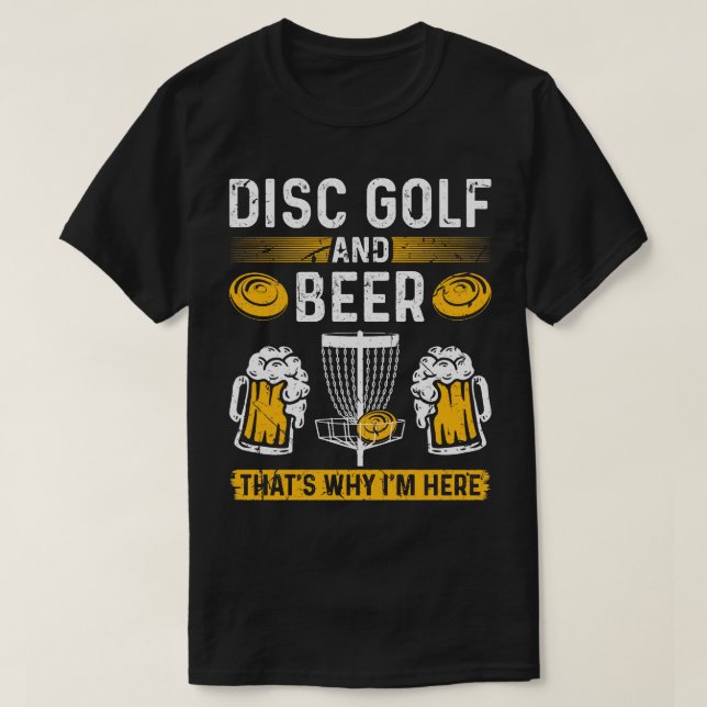 Disc Golf and Beer Funny Golf Disc T-Shirt (Design Front)
