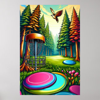 Disc Golf and Eagle themed Poster