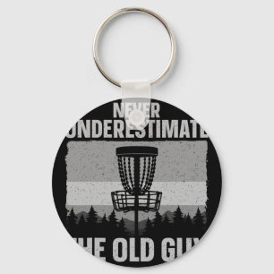 Disc Golf Art For Grandpa Men Dad Disc Golf Player Keychain