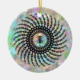 Disc Golf Basket Chains Ceramic Ornament