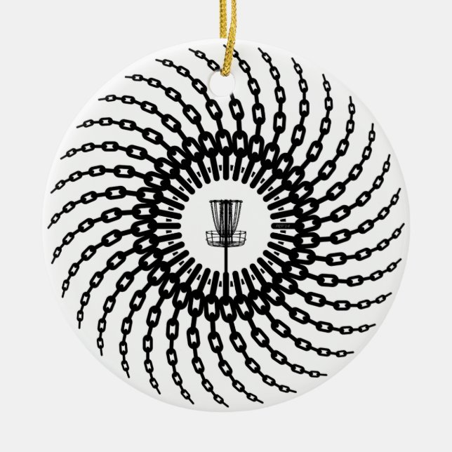 Disc Golf Basket Chains Ceramic Ornament (Front)