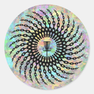 Disc Golf Basket Chains Classic Round Sticker