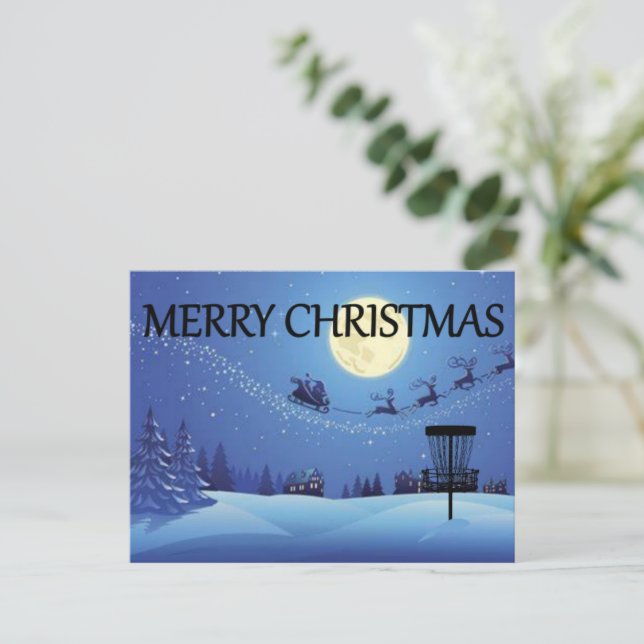 Disc Golf Basket Christmas Card (Standing Front)