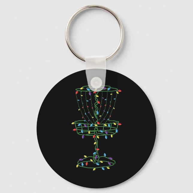 Disc Golf Basket Cool Disc Golf Frisbee Golfer Xma Keychain (Front)