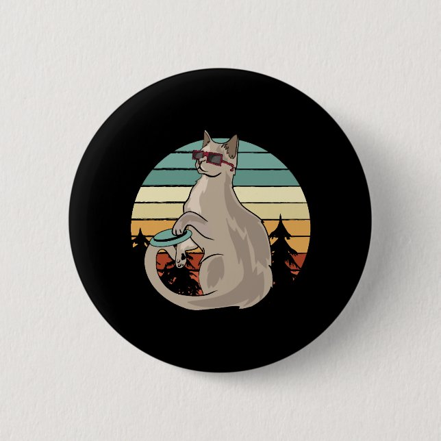 Disc Golf Basket Funny Cat Gift Player 2 Inch Round Button (Front)