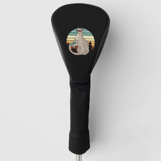Disc Golf Basket Funny Cat Gift Player Head Cover (Front)