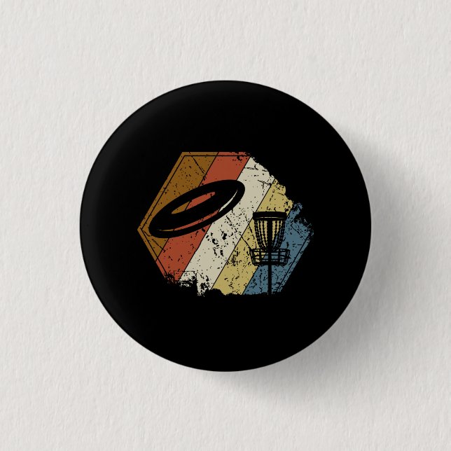 Disc Golf Basket Retro 1 Inch Round Button (Front)